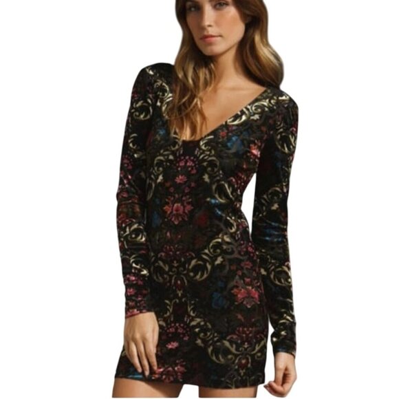 Free People Velvet Burnout Mini Dress Size XS - Picture 4 of 9